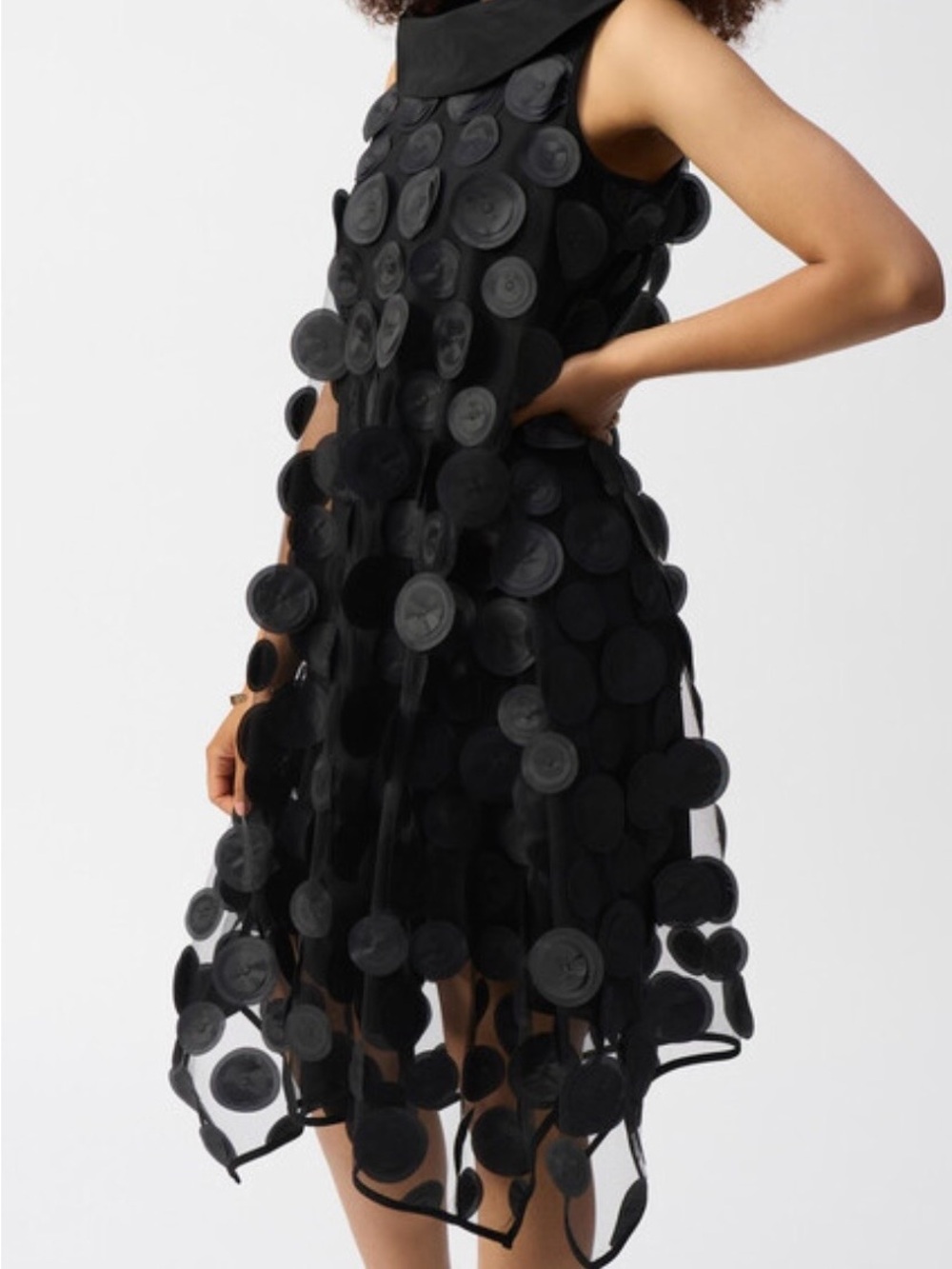 Joseph Ribkoff Black Midi Dress with Circular Appliqués - Picture 3 of 10